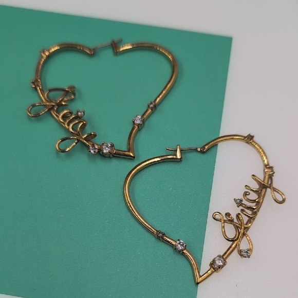 Juicy By Juicy Couture Gold Tone Charm Womens Crystal 47.8mm  Juicy Couture Gold Heart Hoop Earrings